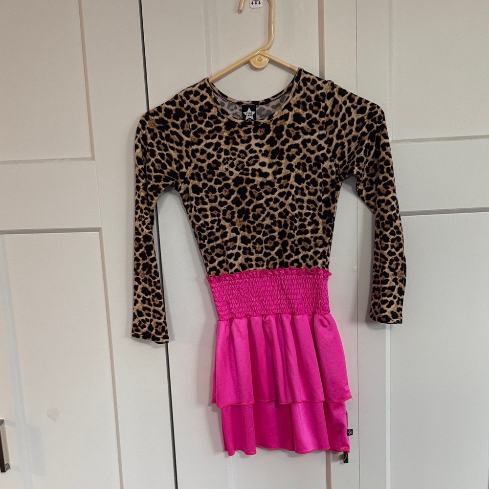 Leopard Print and Pink Kids Casual Dress